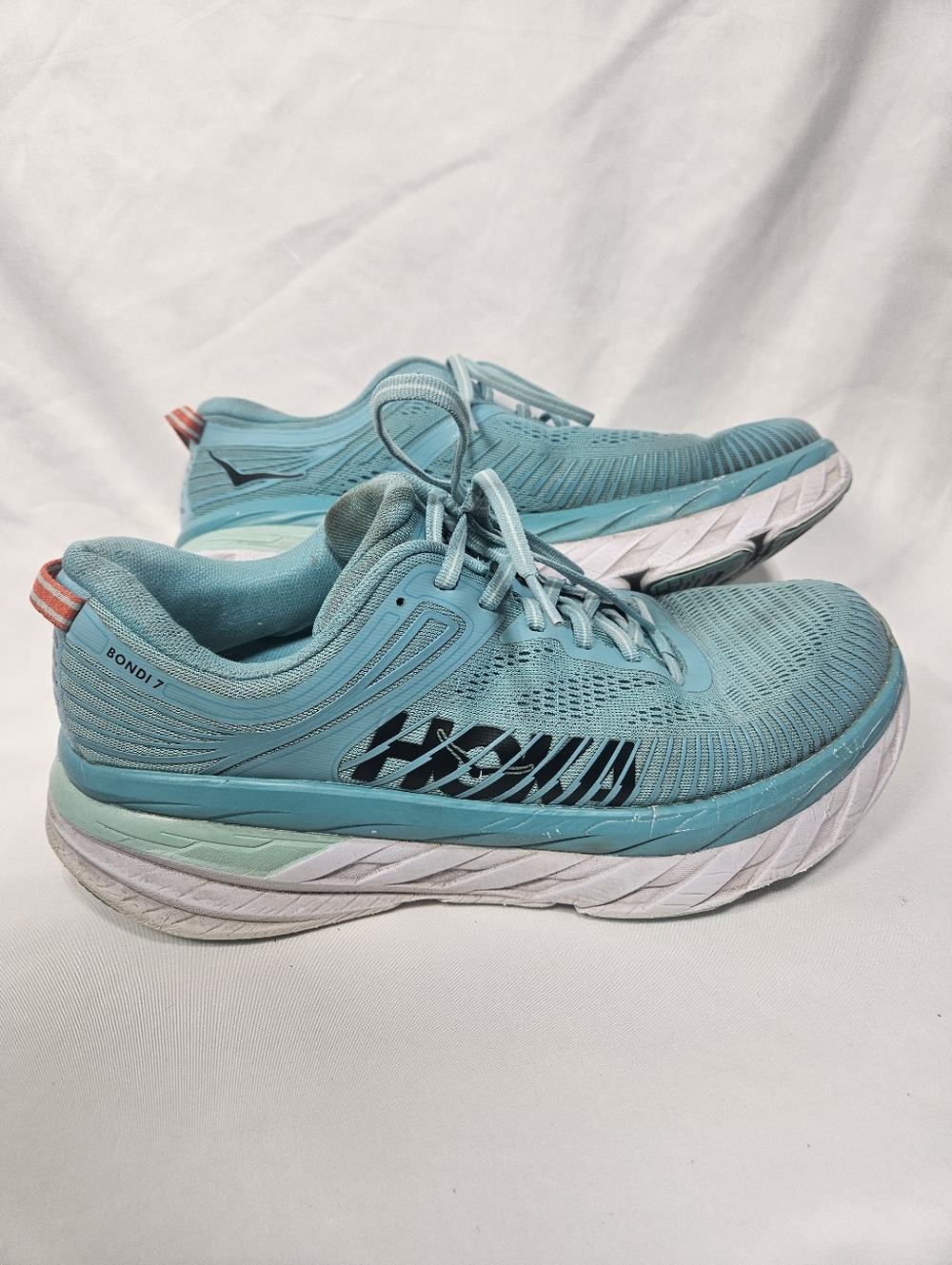 Hoka One One Bondi 7 Womens 10 Blue Running Shoes Cushioned Athletic Sneakers